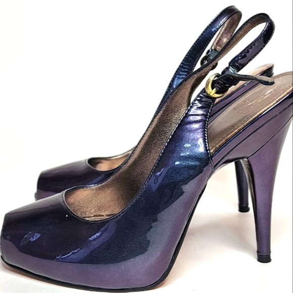 EUC Joan & David Iridescent Peep T7oe Sling-back Heels 👠 - Picture 1 of 7